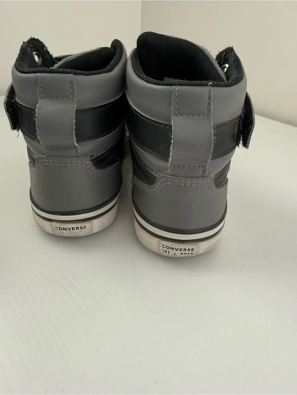 Converse Kids Black and Gray High-Top Sneakers with Star Logo
